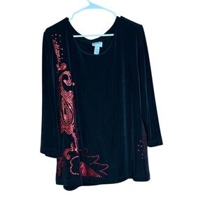 Chico’s Travelers Elegant Black and Red Women's sequin size Chico’s 3 ussize XL🌺